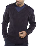 Acrylic Mod V Neck Sweater With Shoulder And Elbow Patches - Amodv - Hoodies & Sweatshirts - Click