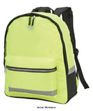 Shugon Gatwick Hi-Vis Commuter Workwear Backpack/Rucksack -SH1340 Bags Active-Workwear Essential Hi-Vis backpack Large main compartment with transparent plastic pocket and pen organiser section Reflective strips on three sides Additional zipped front pocket with chunky zip Webbed carrying h