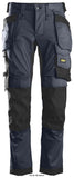 Blue Snickers 6241 Allround Work Stretch Tapered Leg Trousers Holster Pockets  Kneepad Trousers Active-Workwear These are our current best selling Snickers Trousers all round Snickers 6241 stretch trousers Workwear goes street smart in these best selling stretchy work trousers that feature slimmer legs for a clean,, technical look. Stretch Cordura at the knees combined with 4-way stretch at the back to provide great flexibility
