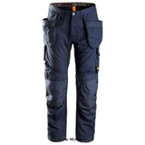 Navy Snickers All round Work, Loose fit Work Trousers with Kneepad & Holster Pockets - 6201 Kneepad Trousers Active-Workwear Everyday use trousers with holster pockets offering comfort, durability and practical storage during work in various environments. The work trousers are built with hardwearing CORDURA® fabric for enhanced durability and feature KneeGuard™ system for robust knee protection. In addition, a stretch gusset at the crotch provides flexibility and ease of movement