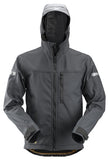 Steel Grey Snickers Allround Work Softshell Jacket with Hood - 1229 Jackets & Fleeces Active-Workwear Hardwearing softshell work jacket with a hood built for use all year round. The work jacket is designed to offer dependable working comfort and protection against elements in harsh working environments. Cordura reinforced elbows Pre-bent sleeves Hood for extra protection Reflective details Wind and water protection Size XS-3XL