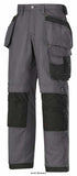 Grey Snickers Canvas 3 Series Work Trousers with Kneepad & Holster Pockets Canvas+-3214 Kneepad Trousers Active-Workwear Snickers Original 3 series loose fit traditional 3 series canvas plus trousers. Amazing work trousers made in extremely comfortable yet durable Canvas+ fabric. Features an advanced cut with Twisted Leg design, Cordura reinforcements for extra durability and a range of pockets, including holster pockets and phone compartment. Advanced cut with Twisted Leg design