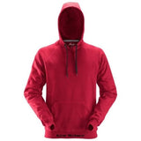 Chilli Red Snickers Hoody No Zip over the head hoodie sweatshirt - 2800 Workwear Hoodies & Sweatshirts Active-Workwear Robust, straightforward Snickers Hoodie with a large kangaroo pocket to warm the hands. Easy to enjoy and ideal for company profiling. Brushed inside for extra comfort 2x2 rib with Lycra for solid performance Reinforced elbows for enhanced durability Sizes: XS-XXXL Material: 65% Polyester 35% Cotton, 300 g/m².