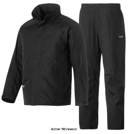 Snickers Workwear Waterproof Set jacket and trousers - 8378 Waterproofs Active-Workwear Always at hand Snickers Lightweight rain jacket and trousers in easy pull-on design Waterproof, windproof and breathable for dry working comfort Taped seams for waterproof protection conforms to EN 343 Adjusta