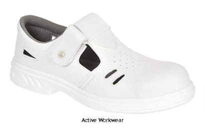Steelite Vegan ESD Safety Sandal S1 Class 3 - FW48 Shoes Active-Workwear Microfibre sandal with perforated upper offers supreme breathability. Hook and loop fastening feature ensures optimum fit and convenient access for the wearer.