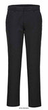 Black Portwest Stretchy Slim Fit Chinos uniform work trouser - S232 Apparel Active-Workwear The stretch fabric gives the ultimate in comfort and freedom of movement. Features include side pockets, a rear buttoned jetted pocket and a hook and bar waist fastening.