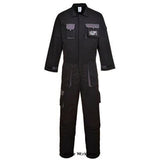 Black Texo Contrast Zipped Coverall Boiler Suit with Kneepad pockets Portwest TX15 Boilersuits & Onepieces Active-Workwear This stylish coverall provides comfort and all over protection. Winning features include knee pad pockets hook and loop for cuff and hem adjustment and multiple pockets. High cotton content for superior comfort Non shrinking to ensure that this style maintains its shape wash after wash 