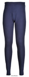 Navy Thermal Base layer Long Johns Trousers -Portwest B121 Underwear & Thermals Active-Workwear The B121 creates a layer of warmth around the lower body. The soft poly-cotton fibres and fabric knitting mean that heat is trapped in. Cuffed hem and elasticated waist provide a comfortable fit. 