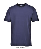 Navy Thermal Vest Tee Shirt Short sleeved base layer Portwest B120 Underwear & Thermals Active-Workwear A traditional t-shirt cut that offers optimum warmth at all times. The material construction allows the skin to breathe if conditions become too warm. The round neck makes it ideal for wearing as an under-garment 