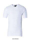 White Thermal Vest Tee Shirt Short sleeved base layer Portwest B120 Underwear & Thermals Active-Workwear A traditional t-shirt cut that offers optimum warmth at all times. The material construction allows the skin to breathe if conditions become too warm. The round neck makes it ideal for wearing as an under-garment 