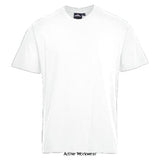 White Turin Premium Cotton Uniform Work Tee Shirt Portwest B195 Shirts Polos & T-Shirts Active-Workwear Portwest Turin Premium T-Shirt B195 is outstanding value, this garment is ideal for workwear and corporate wear. Available in a choice of popular colours, this t-shirt looks great when worn on its own or underneath a sweatshirt.  Made from premium 100% cotton