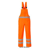 Waterproof Hi-Vis Bib and Brace Unlined RIS 3279 Portwest S388 Hi Vis Waterproofs Active-Workwear This single colour bib and brace has all the fantastic features and benefits of the tried and tested Waterproof Hi Viz S488 Contrast Bib & Brace in a choice of two colours. CE certified Waterproof and breathable with taped seams to prevent water penetration Reflective tape for increased visibility 6 pockets for ample storage