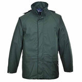 Olive Green Waterproof Sealtex Classic Work Rain Jacket - S450 Waterproofs Active-Workwear The clever styling exceptional water resistance and affordable price make this garment a great value waterproof jacket. The tough fabric and welded seams are combined with a generous fit for wearer comfort. It offers storage space for your personal and work belongings and the zip fastened studded storm flap keeps out all the e the weather may throw at you