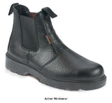 Worksite Black Safety S1P Dealer Boot Steel Toe & Midsole Sizes: 5-13 SS600-SM Boots Active-Workwear  Black leather budget safety dealer boot, Steel toe cap and mid-sole,PU dual density sole, Chemical resistant sole, Oil resistant sole, Shock absorption, Anti static. Safety Rating S1P Slip Rating SRA Size Range 5 to 13 Sole Temperature 200ºC  EN Test CE EN ISO 20345 OR EN345:1:1993 Material: Leather